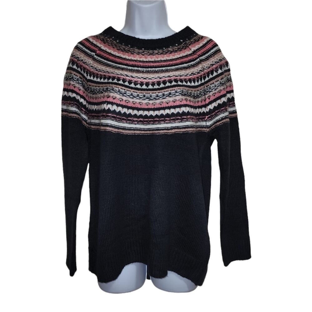 Fever Sweater Navy Knit Long Sleeves Crew Neck Size Small